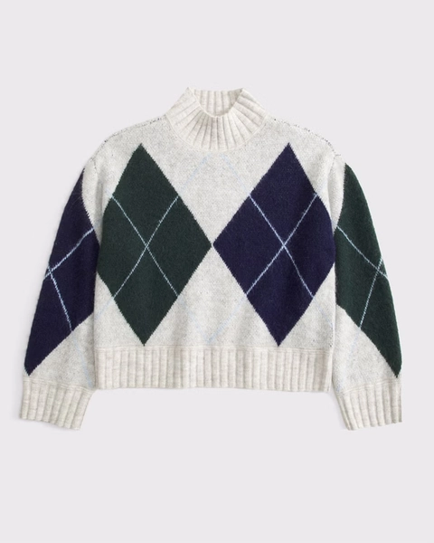 Wool-Blend Easy Funnel Neck Sweater