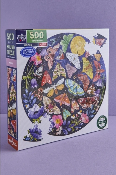 Midnight Moths 500 Piece Round Puzzle