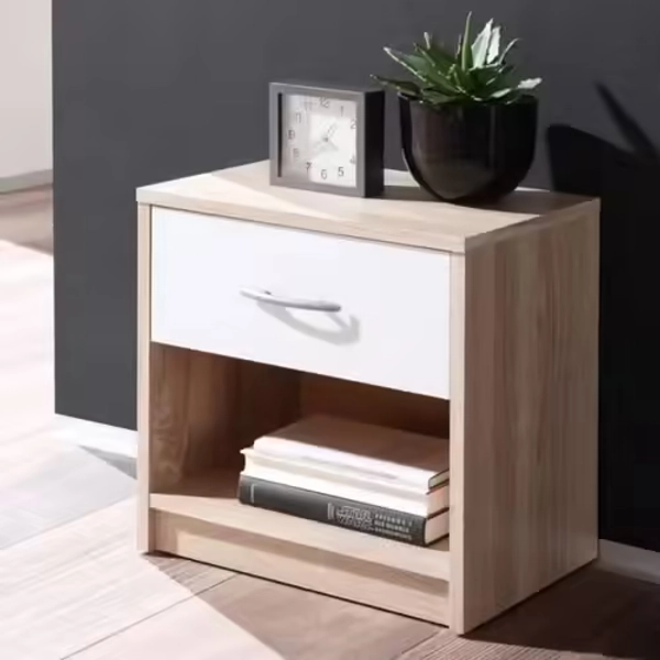 Chevet 1 tiroir BART - imitation Chêne et blanc - Table de chevet BUT