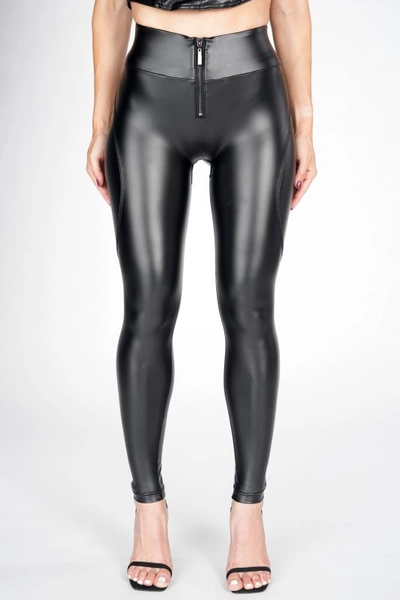 Assthetic Leggings β Leatherlook Silk Touch β Black β Zipper - Pairadize