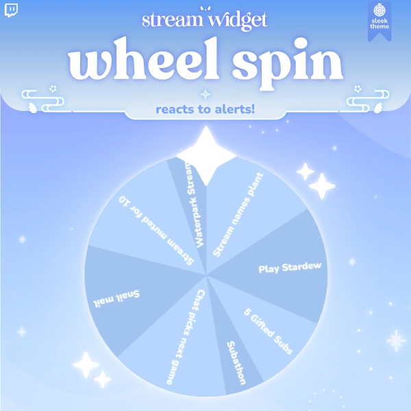 Wheel Spin Widget | Roulette Spin | Customizable Colors, Cute Chat, Subathon | Streamelements | Minimal | Widget for Twitch Streams