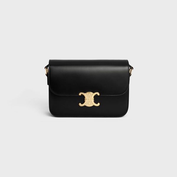 BORSA TRIOMPHE CLASSIQUE IN PELLE DI VITELLO LUCIDA - NERO | CELINE