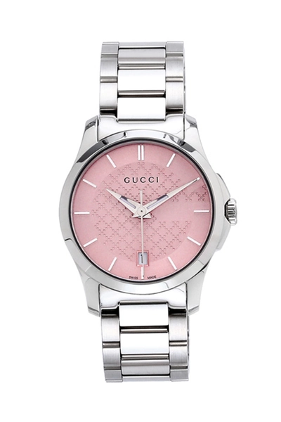 Gucci YA126524 G-Timeless Pink Dial Stainless Steel Ladies Watch