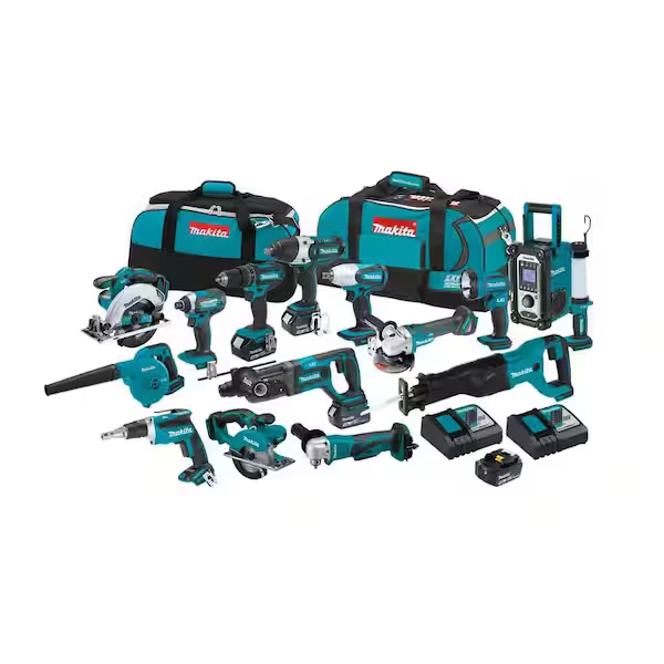 18V LXT Lithium-ion Cordless 15-Piece Combo Kit with (4) Batteries 3.0Ah, Charger and (2) Bags