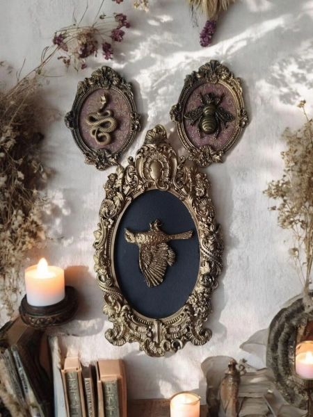 Boho decoration set Ex-voto insect snake naturalized taxidermy gothic wall bohemian cabinet of curiosities witchcraft esoteric