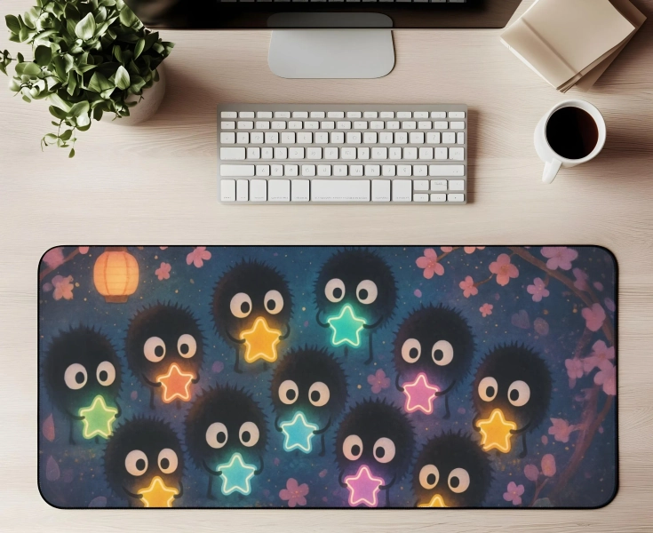 Soot Sprites Desk Mat Susuwatari Gaming Mat Japan Decor Gift for Japanese Anime Lover Spirited Away Ghibli Mousepad Miyazaki Fan Art Decor