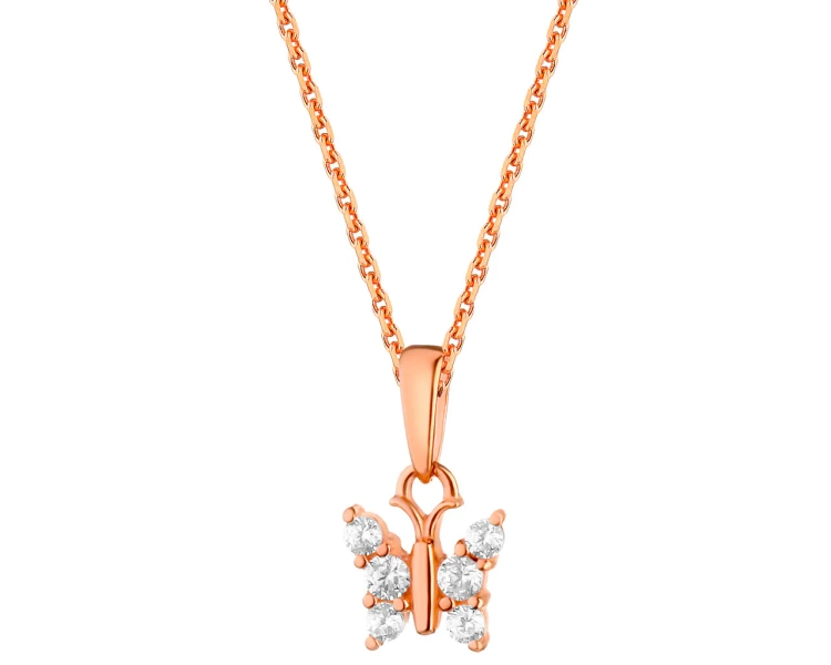 8 K Pink Gold Pendant with Cubic Zirconia