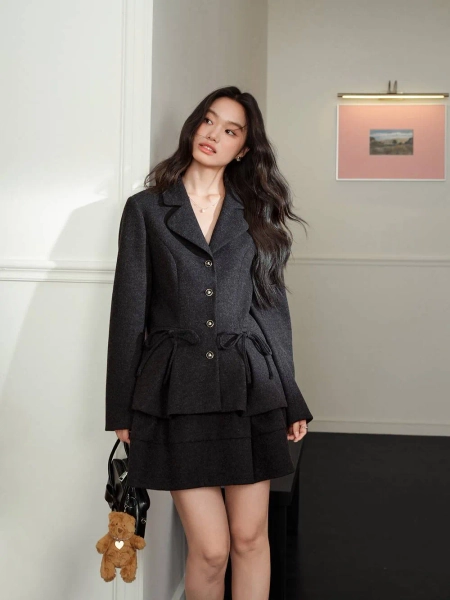 Ribbon Blazer and Mini Skirt