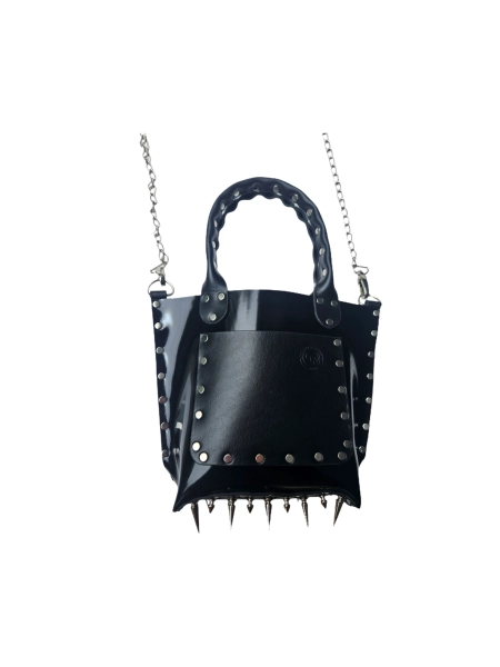 Patent Leather Spiked Handbag – Stylish & Versatile with Detachable Strap — Clarke & Barba
