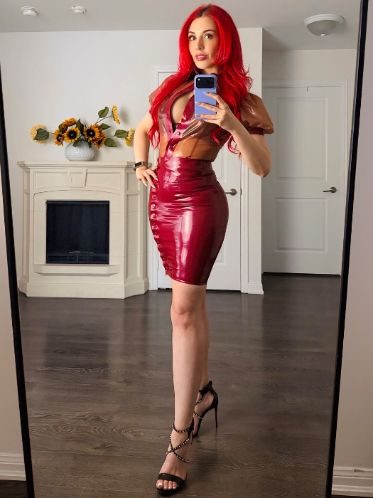 Latex pencil skirt 