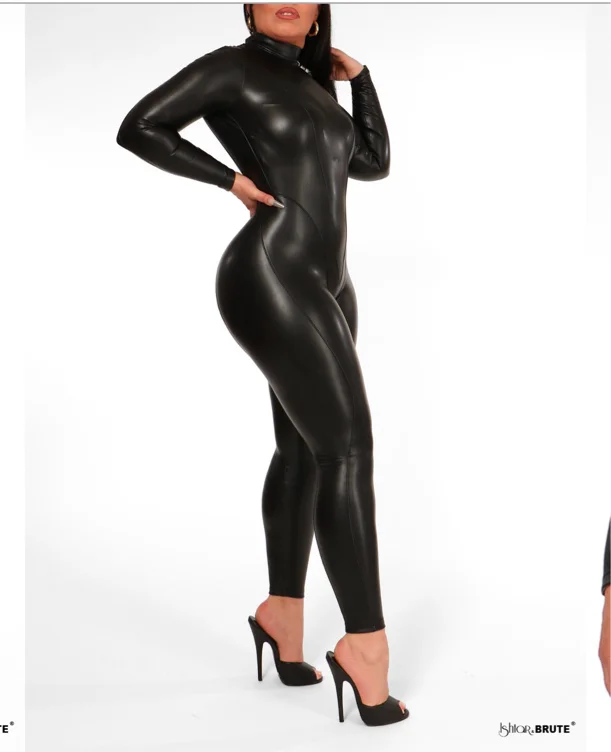 The nikita catsuit in faux leather
