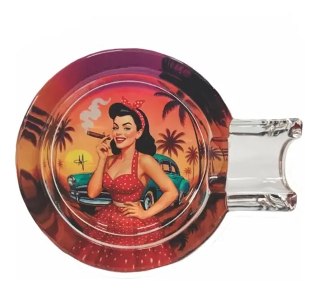 Cinzeiro P/1 Charuto Pin Up Brunette Vidro