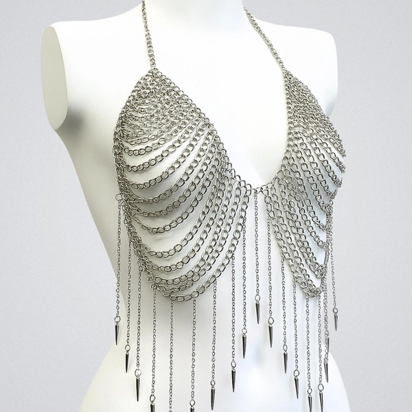 Chainmail Top Silver Bra Chain Harness for Festival Outfit, Gothic Medieval Armor Top Perfect for Rave Wear, Chainmail Women - Etsy
