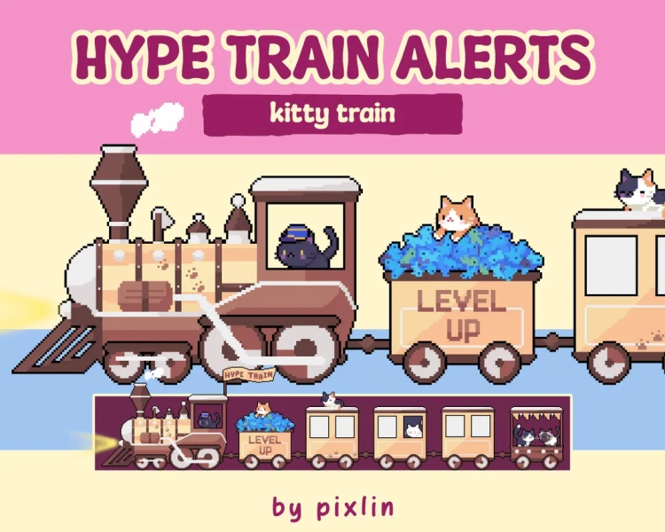 Animated Cat Hype Train Alerts | Kitty Twitch Overlay Assets (7x) - Etsy