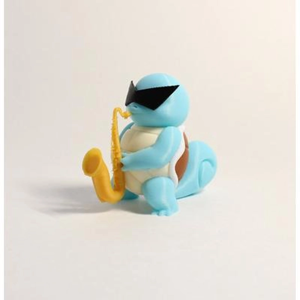 Squirtle Saxophone Figure (3D Printed), Pokemon Fan Gift, Viral Meme Decor, TikTok Inspired