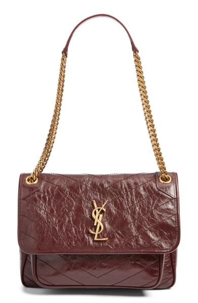 Medium Niki Leather Shoulder Bag Dark Sweet Choco