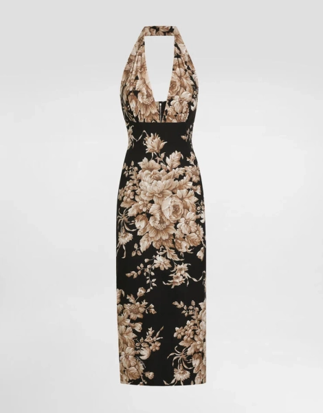Dolce & Gabbana Rose-print charmeuse dress