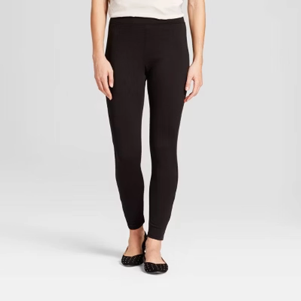 Women's High Waist Ponte Leggings - A New Day™ Black M: Mid Rise, Skinny Leg, Wide Waistband, Power Stretch, 28" Inseam