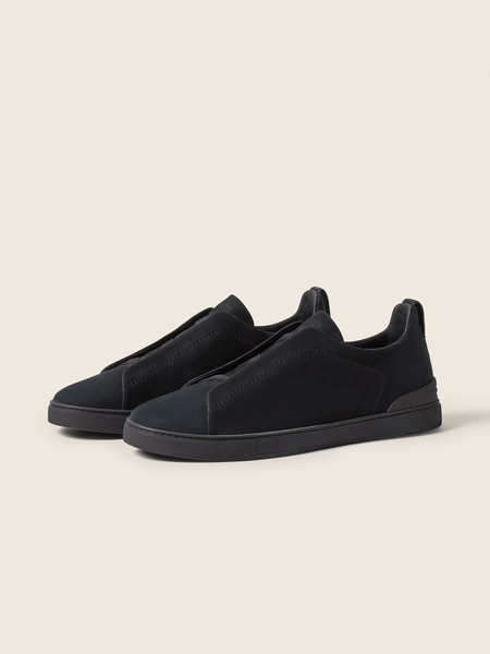 Zegna Black Triple Stitchโข SECONDSKIN Sneakers