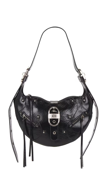 JW PEI Tessa Crushed Shoulder Bag in Black.