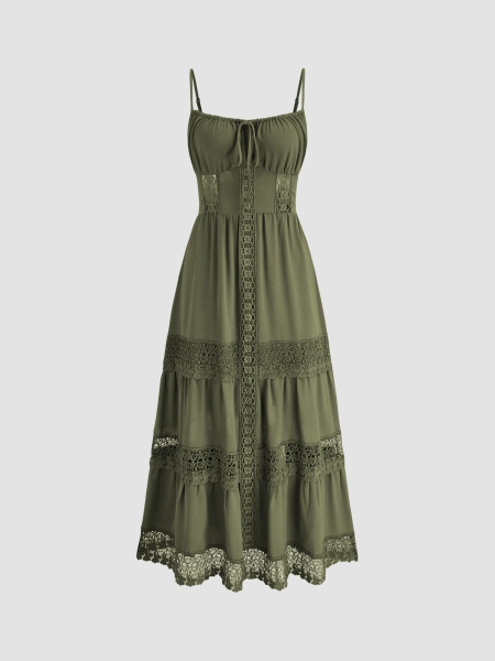 Lace Trim Tiered Cami Maxi Dress