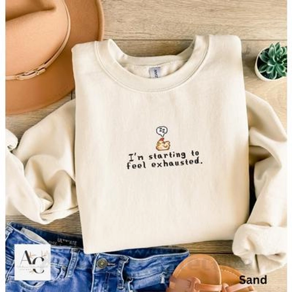 I'm Starting To Feel Exhausted Sweatshirt Stardew Valley, Sleepy Chicken Sweater, Pixel Art, Gamer Gift, For Him or Her, Pelican Town, Cozy