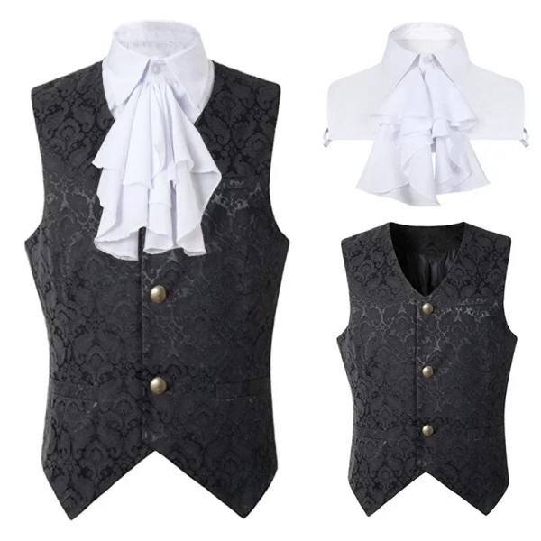 Chaleco Steampunk renacentista para hombre, chaleco gótico de Jacquard, vestido Formal de negocios con una hilera de botones, chaleco para traje 2024 - AliExpress 200000343