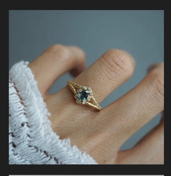 Tippy Taste- Alexandrite Sea of Dusk Diamond Ring- 18k Yellow Gold