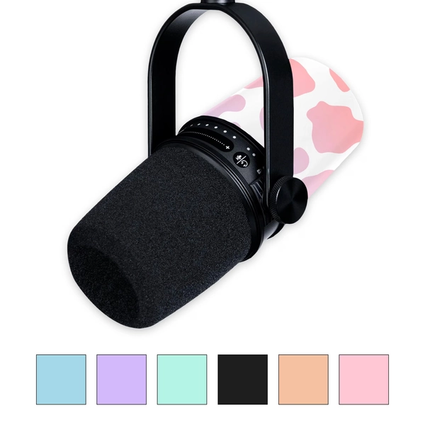Moo Moo Cow Print Shure MV7 Microphone Skin Wrap Decal Sticker | Custom Microphone Cover Cute Cow Print Pattern