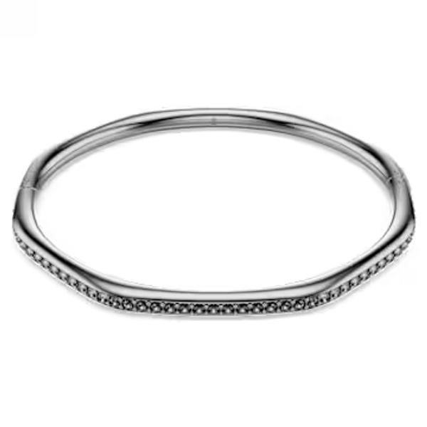 Dextera bangle, Octagon shape, Round cut, White, Ruthenium plated