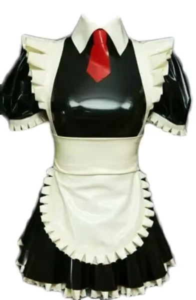 Cosplay Latex Rubber Black Dress Maid Unifrom Club Lace Apron Dresses 0.45mm - AliExpress
