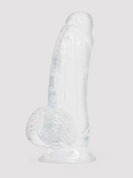 Ice Crystals Girthy Transparent Dildo with Balls 6.5 Inches