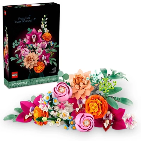 LEGO Botanicals Pretty Pink Flower Bouquet Building Set for Home Décor, Valentine's Day Gift, 10342