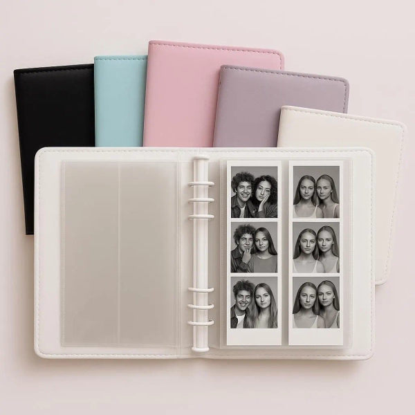 Photo Booth Photo Strip Album | Holds 2x6 and 2x8 Strips -20 sleeves included- Wedding Guestbook Alternative | Party & Memory Keepsake