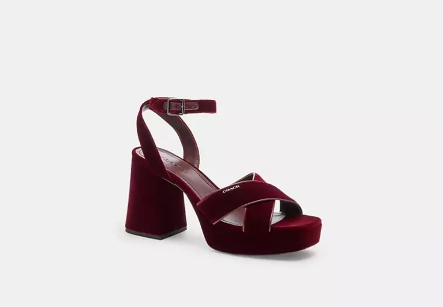Burgundy/Merlot Block Heel Sandal