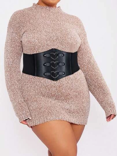 Gothic Style Corset Top With Heart Decoration And Waist Belt, Perfect For Valentine's Day