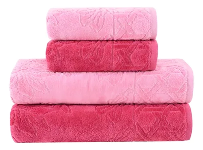 Jogo de Toalhas Buddemeyer Village Banho Rosa/Rosa Chic 4 peças