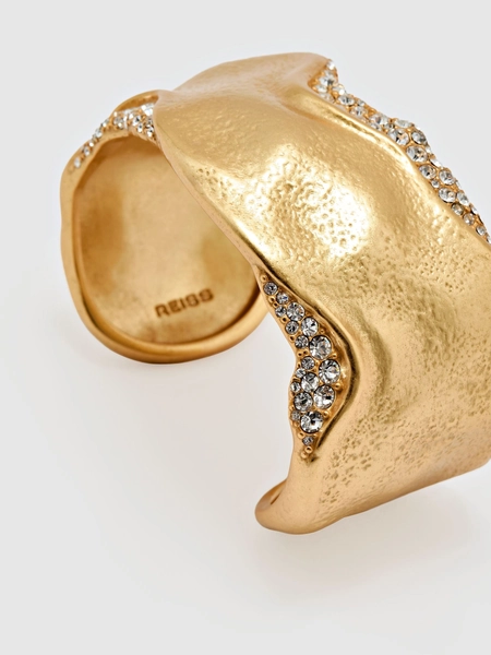 Reiss Crystal-Detail Molten Cuff in Gold Tone