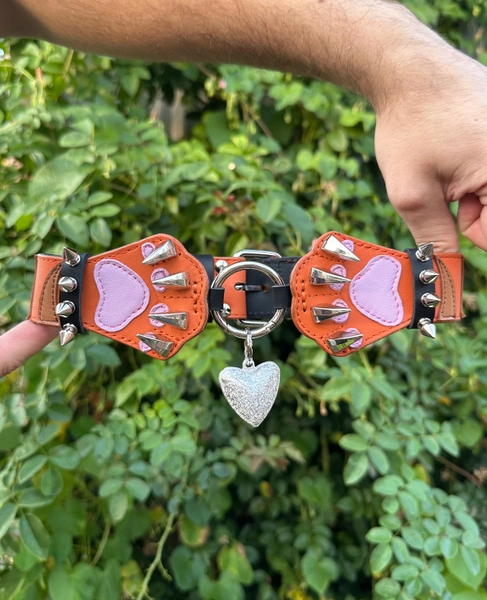 Orange Collar in the form of cat's paws, furry collar, choker