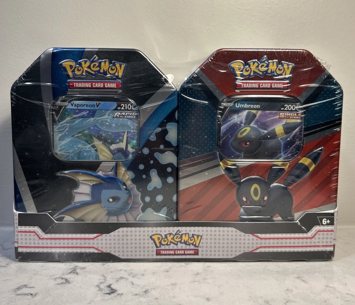 Pokemon TCG V Heroes Bundle Tins: 2-Pack of Vaporeon & Umbreon - Sealed