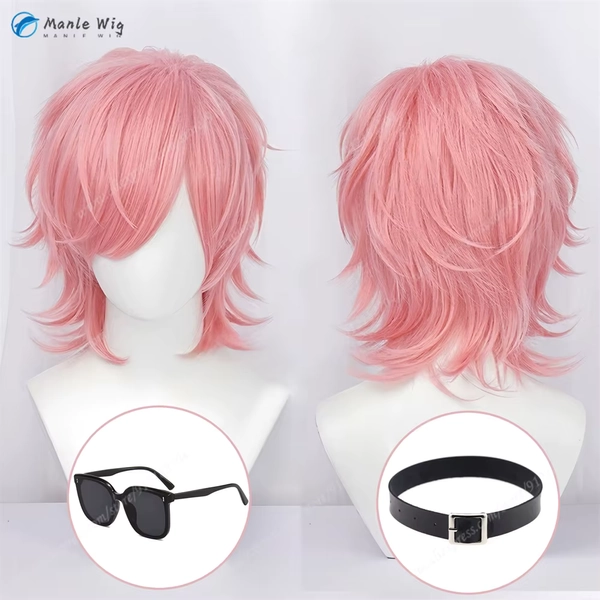 Peluca de Cosplay Ayato Yuri de 40cm, pelucas criadas rosas para hombres, disfraces de Cosplay, peluca de Anime, pelo sintético resistente al calor para Halloween + gorro de peluca - AliExpress 200000532