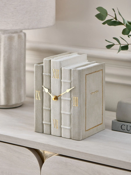 Beige Chic Books Clock