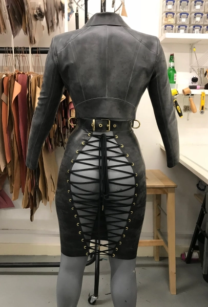 Latex Lace Up Back Pencil Skirt