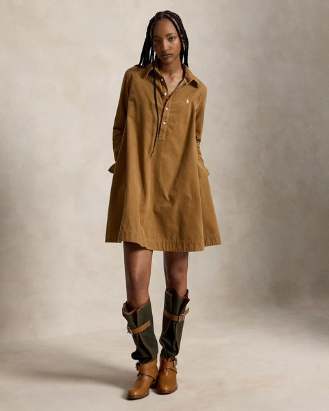 Corduroy Pleated Shirtdress for Women | Ralph Lauren