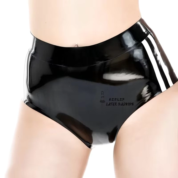 Women's Latex Briefs Rubber Shorts with Double Stripes on Sides - AliExpress