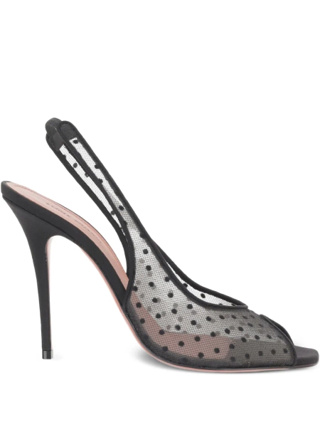 Amina Muaddi 105mm Kristina polka-dot slingback pumps | 37