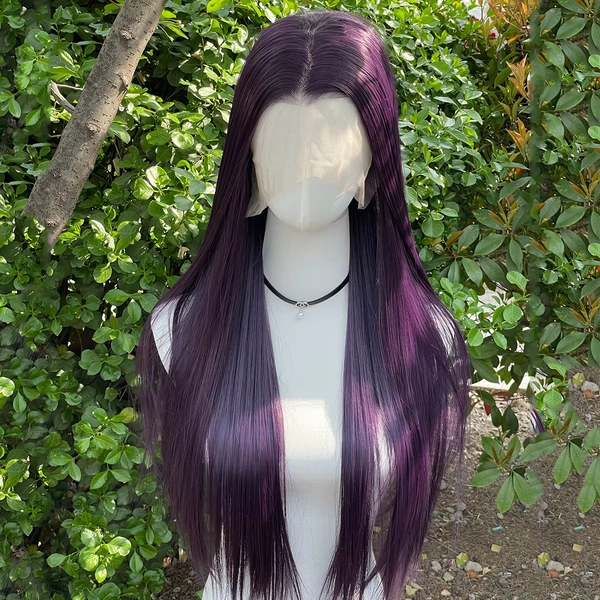 Perruque Lace Front 26 pouces violet foncé 150%