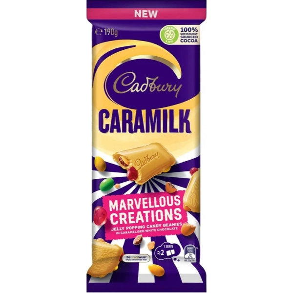Bulk Cadbury Marvellous Creations Caramilk Block 190g ($5.95 each x 12 Unit)