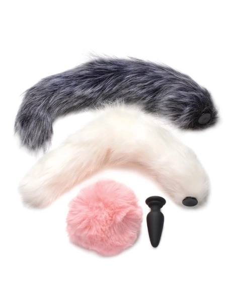 SILICONE ANAL PLUG WITH 3 INTERCHANGEABLE TAILS