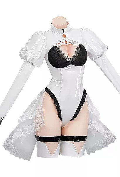 Azur Lane x Nr: Automata No.2 Type B [B]rief respite Skin Cosplay Costume Bodysuit with Headband and Gloves